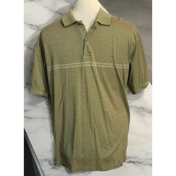 Izod Golf Cotton Cool-FX Polo Shirt Mens Sz Medium Olive Short Sleeve Collared - Picture 1 of 12